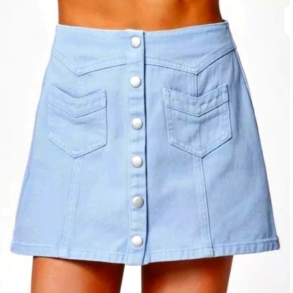 KENDALL+KYLIE baby blue button up skirt